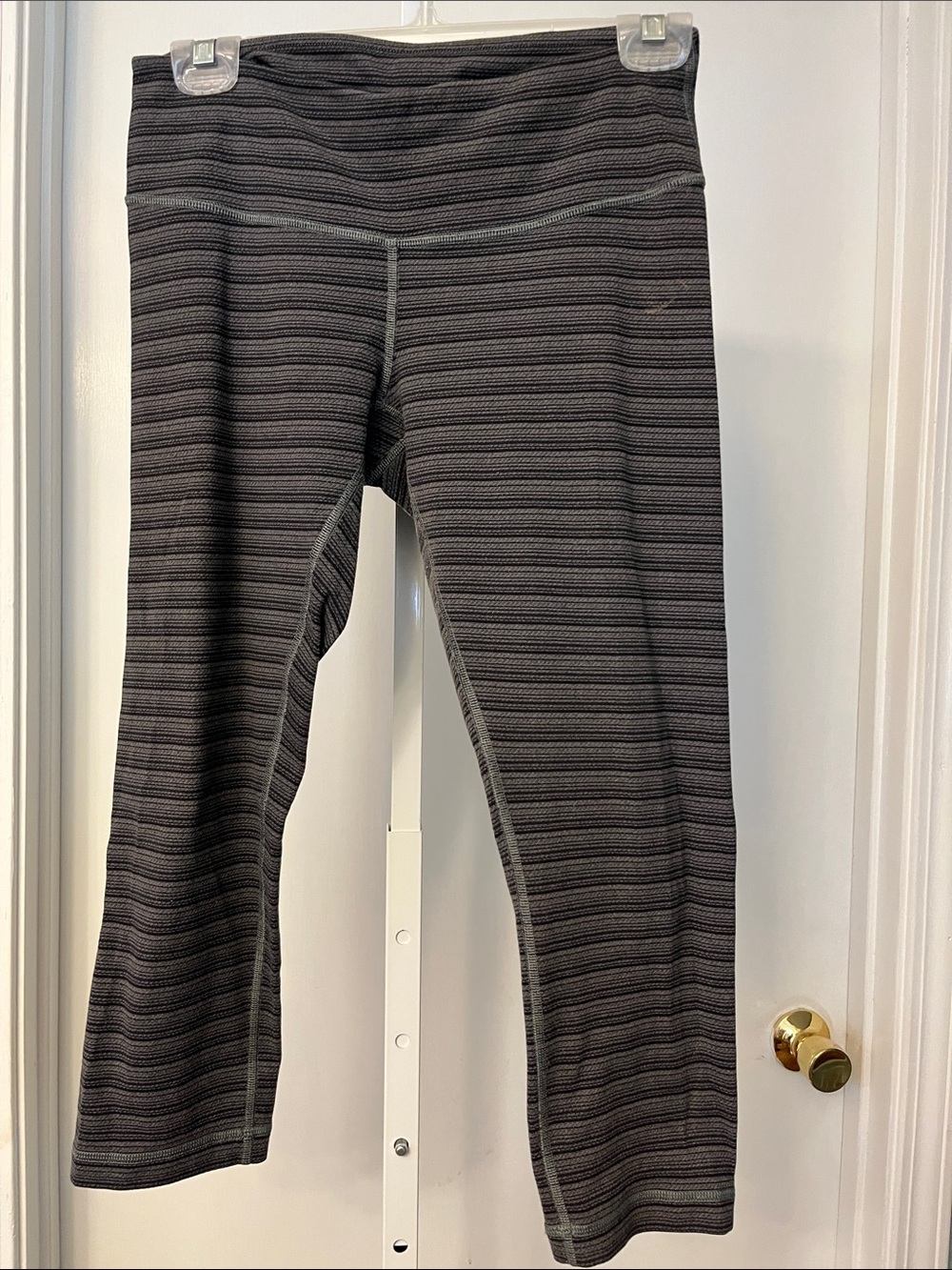 lululemon athletica Dark Gray Striped Capri Leggings